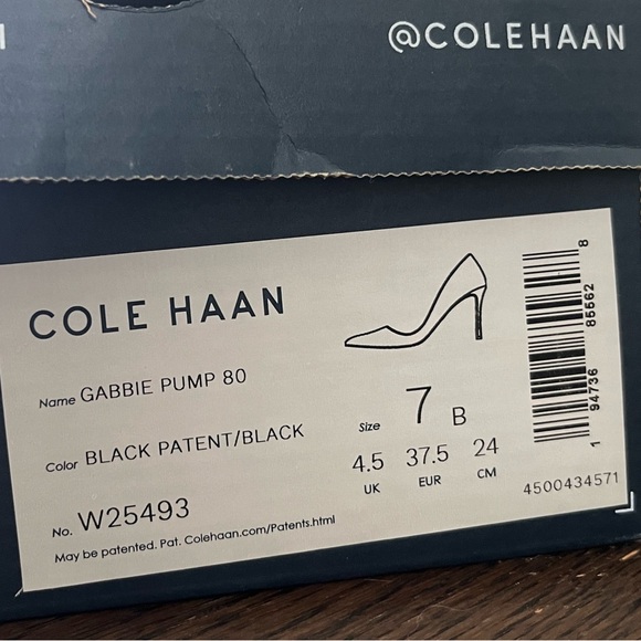 Cole Haan Gabbie Pump 80mm Black Saffiano Leather Patent - Picture 13 of 14